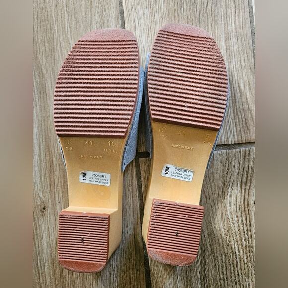 New York Lites wooden Sandal in gray suede leather sandals clogs  size 10 - Picture 11 of 17